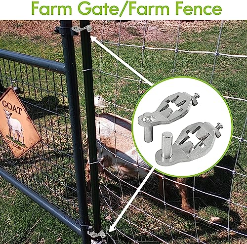Image of T-Post Gate Hinge Pins - Heavy Duty Gate Hanger, Hang a gate from a Metal T Post, Steel Gate Hinges Target Hanger for Farm Gate, Garden & Backyard Gate, Easy to Install. (Patent)
