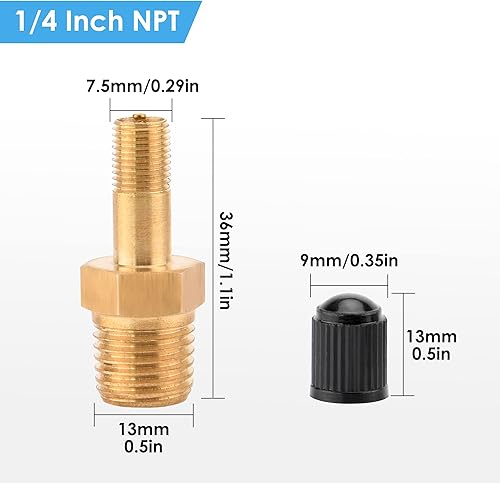 Miniatura 2 de Luckyweld Válvula Schrader 2 válvulas de tanque de latón con roscas macho NPT de 14 pulgadas
