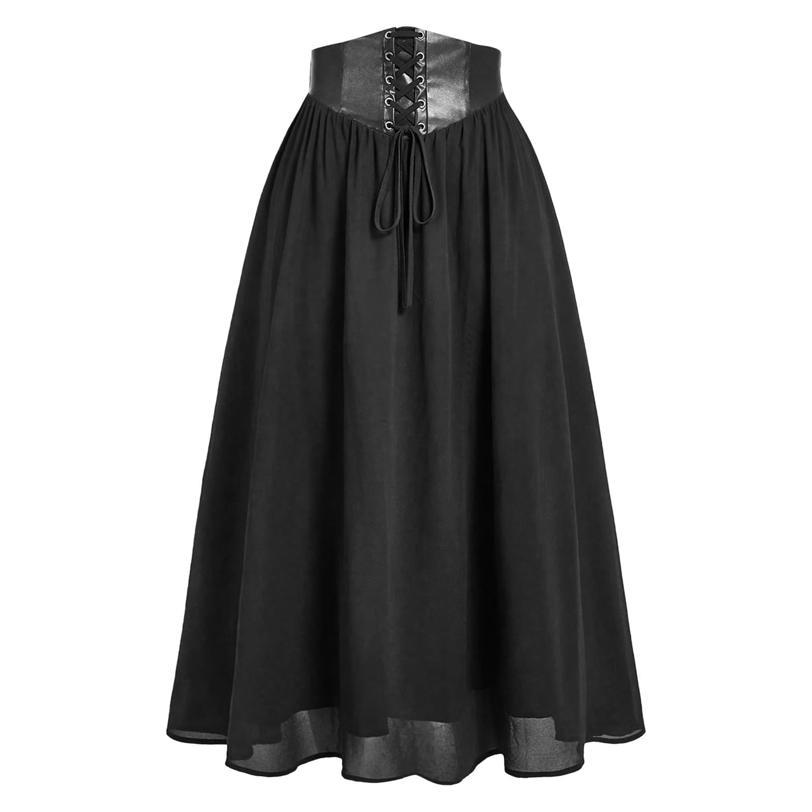 Gonna tradizionale da donna in stile vittoriano medievale, a vita alta, linea ad A, con volant, vintage, per il tempo libero, Halloween, gotica, steampunk, per feste, elasticizzata