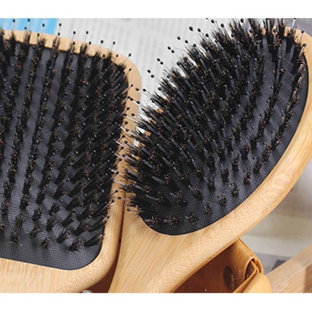 Cepillo for el cabello, desenredador de paletas de bambú, cepillos for desenredar el cabello for mujeres, hombres, niños, agregar brillo, alisar el cabello, peine, cepillo de cerdas de jabalí for cabe