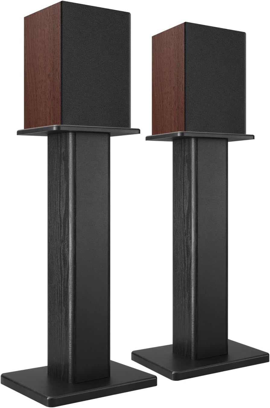 Universal Floor Black Speaker Stands, 22.64 Inch Surround Sound Stands Supports 150LB, Non-Slip Pads & Cable Ties, for Bookshelf Speaker,Satellite Speakers,Studio Monitors, Easy Installation