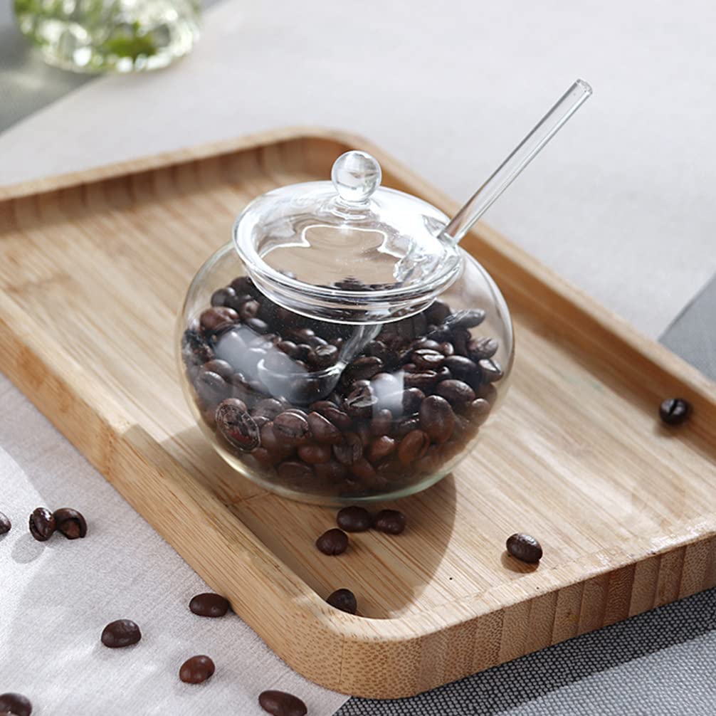 2 pezzi Vaso for miele con cucchiaino Sciroppo Zucchero Barattolo di vetro Cucina Miele Marmellata Contenitore for gelatina Spezie Caramelle Foglia di tè Vaso con coperchio/781