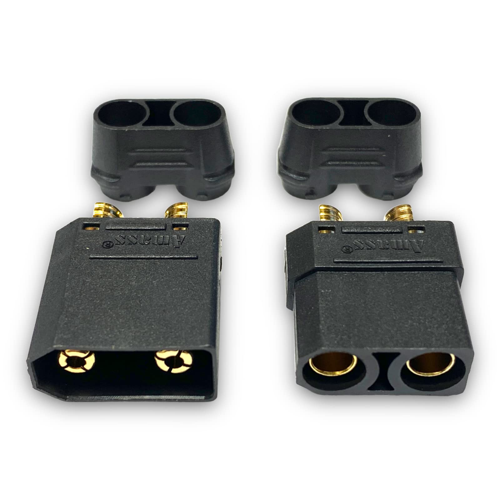 Mr. Plug 4 Paia (8 Pezzi) Connettori AMASS XT90S Antiscintilla Maschio Con Cappucci, 90A, Per Modellismo RC