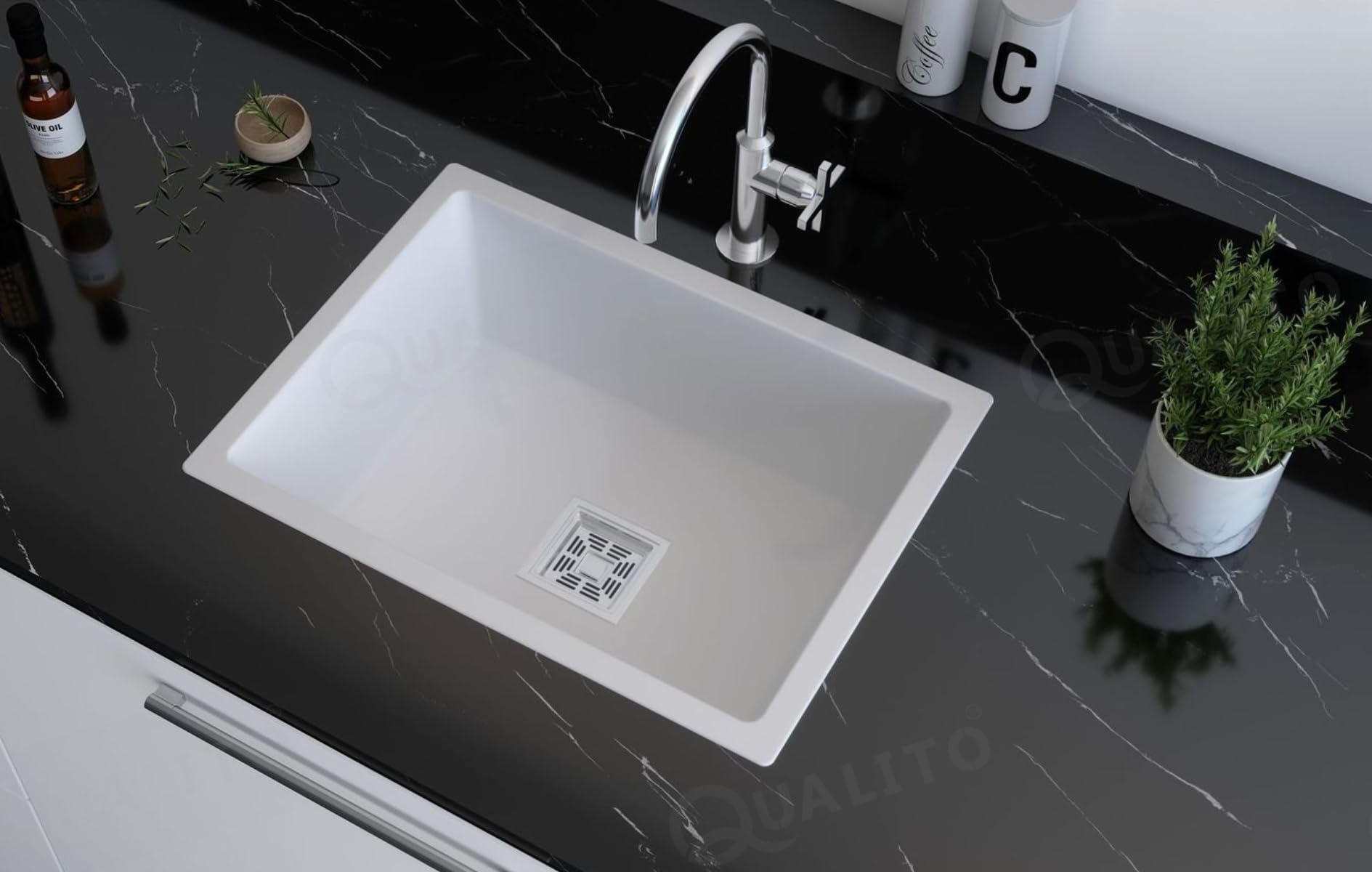 QUALITO Quartz Kitchen Sink - Durable & Soundproof -8