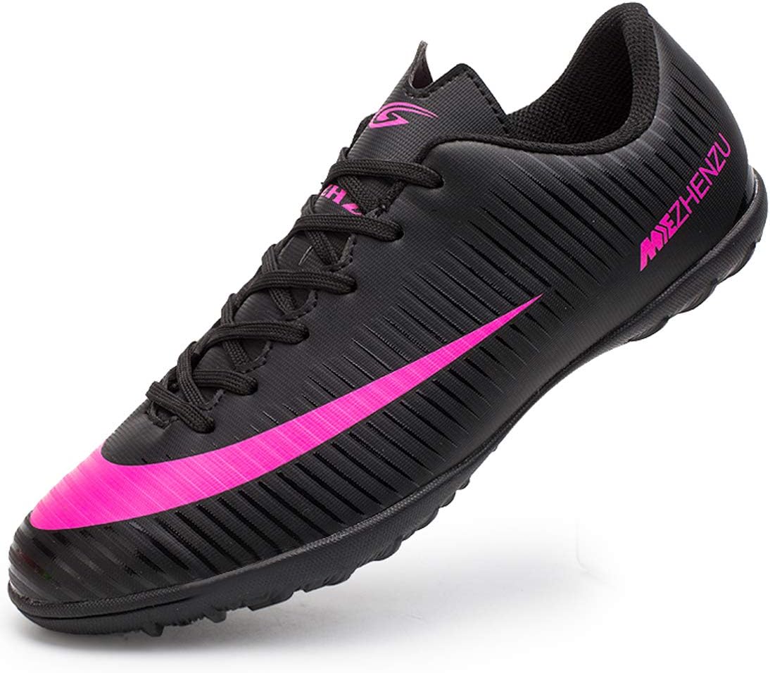 Easondea Football Boots with Cleat Men's Profession Athletics Soccer Shoes Outdoor Lace-Up Teenager Kids Turf Trainers Unisex Black