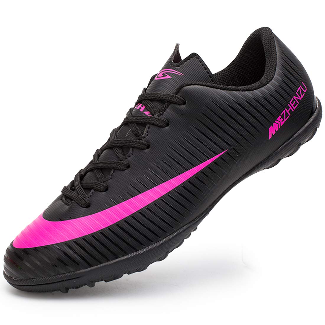 Easondea Football Boots with Cleat Men's Profession Athletics Soccer Shoes Outdoor Lace-Up Teenager Kids Turf Trainers Unisex Black