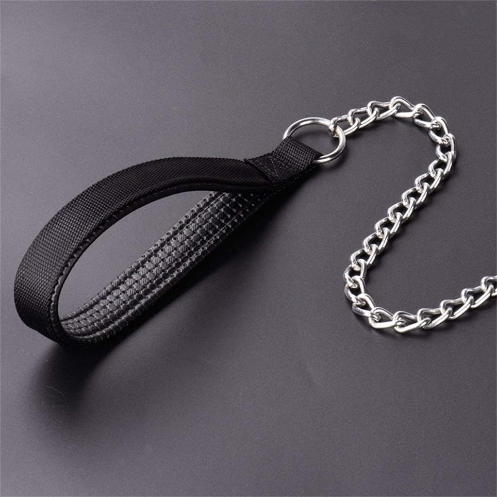 Medium Large Metal Dog Leash Comfortable Leather Padded Handle Pet Training