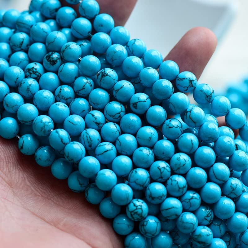 Amazon.co.jp: 【RinmaG87】ハウライトターコイズ(青) 合成 1連 38～40