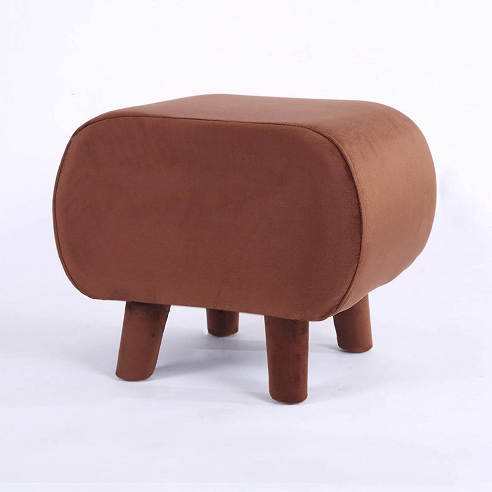 Pouf de luxe léger marron 40x33x33 cm avec assise rembourrée confortable