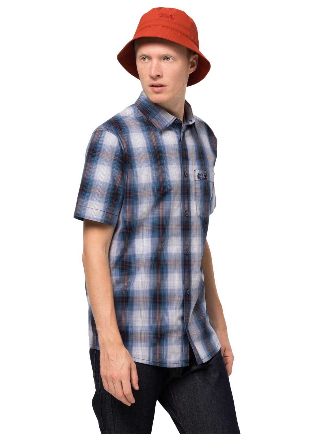 Jack Wolfskin Men Hot Chili Shirt - Night Blue Checks, 3X-Large