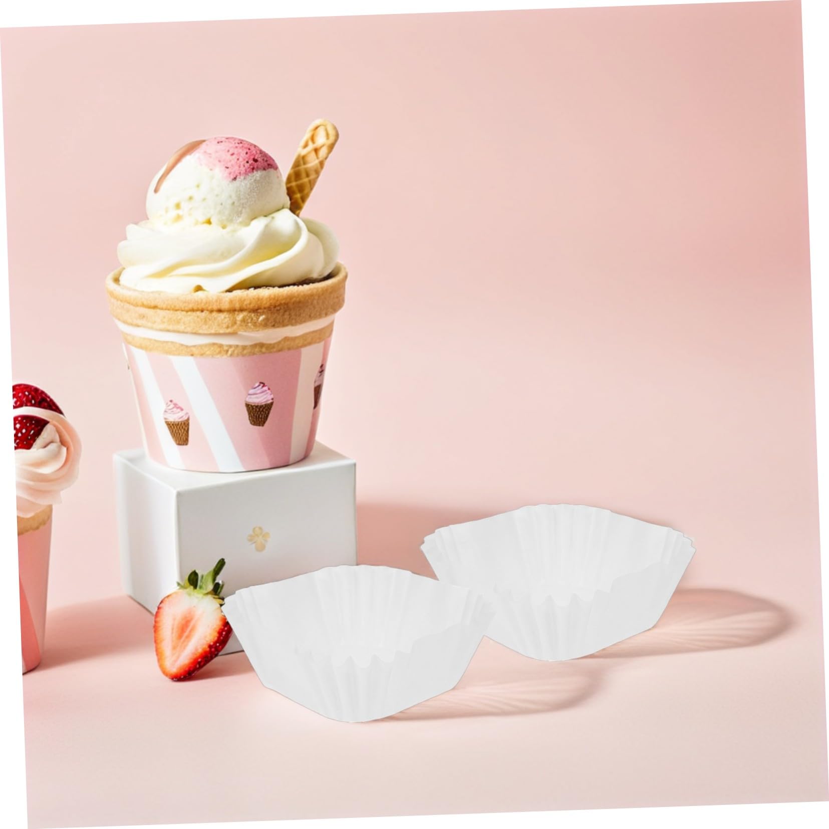 BESTYASH 3000 Moldes Cuadrados para Cupcakes de Papel de Fibra Virgen, Antiadherentes y Resistentes al Calor, Ideales para Hornear Pasteles de Luna y Magdalenas en Usos Cotidianos