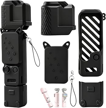 Protective Case for DJI Osmo Pocket 4, Silicone Case for Osmo Pocket 4 Camera/Lens/Screen/1/4" Thread Handle, Lens Screen Protector Silicone Protective Cover for DJI Osmo Pocket 4 Black