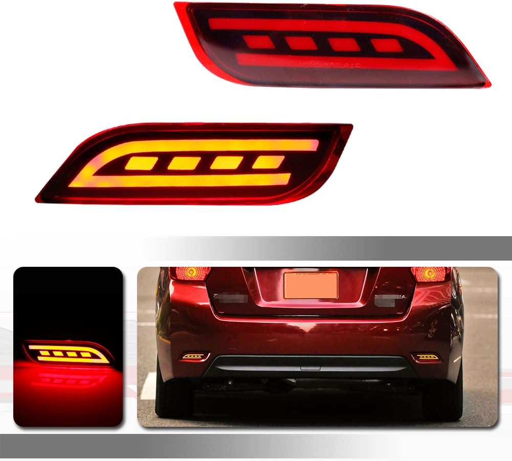 For Subaru 2008-14 WRX/STI,08-up Impreza, 13-up XV Crosstrek Bumper Reflector Tail Lights Brake Stop & Rear Fog Lamps Red Lens OEM 84281FG000, 84281FG010; SU1185100, SU1184100
