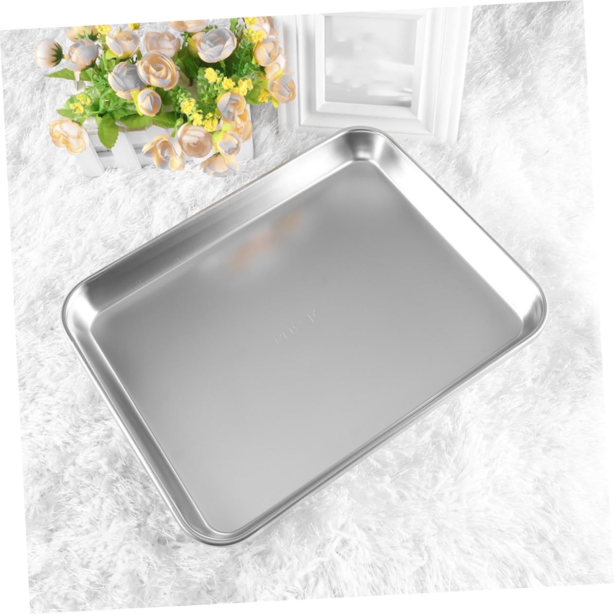 Set 2 Vassoi Medici in Acciaio Inossidabile senza Coperchio Fondo Piatto per Strumenti Medici Sicuri in Strutture Sanitarie