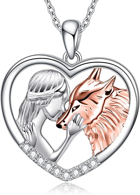 YAFEINI Cat/Wolf Necklace for Girls Pendant Necklace 925 Sterling Silver Jewellery Gift for Women