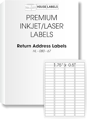 HOUSELABELS 80 etiquetas de dirección (12" x 1-34") para impresoras láser y de inyección de tinta, 200 hojas