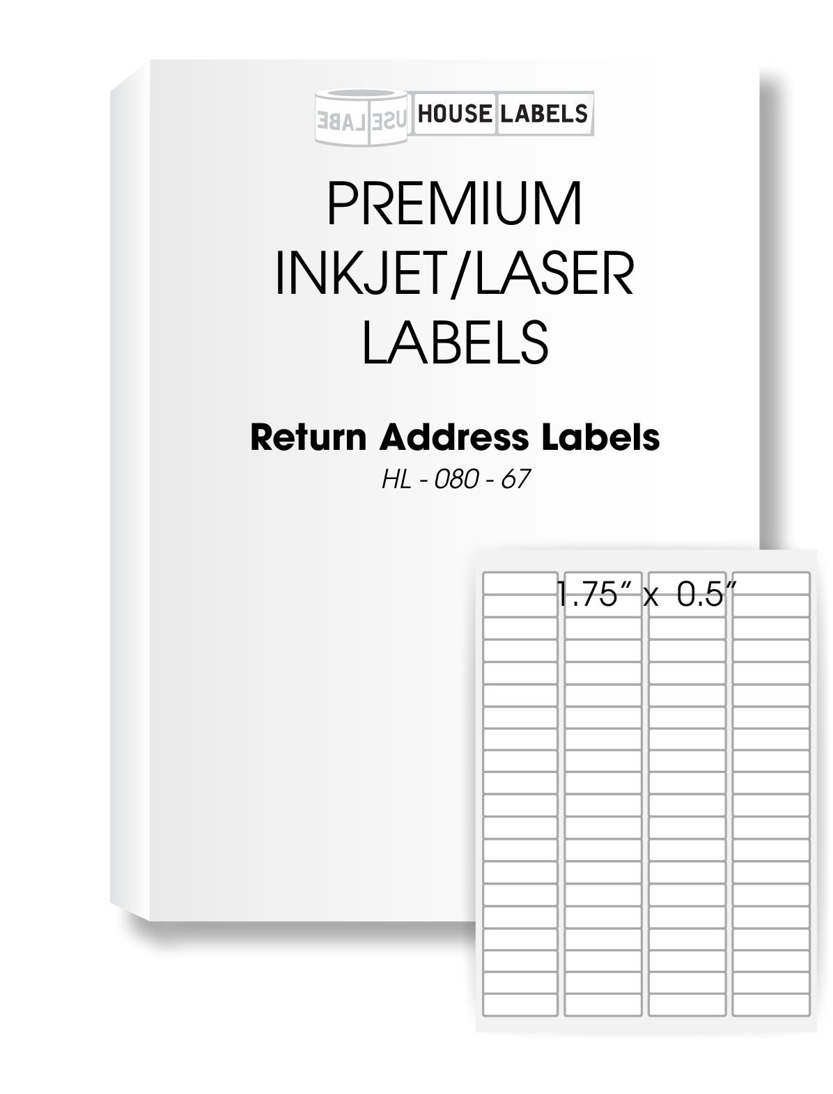 HOUSELABELS 80-up Address Labels (1/2" x 1-3/4") for Laser and Inkjet Printers, 50 Sheets
