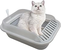 Vista 17 de Caja de arena plegable para gatos pequeña, 14.6 x 10.6 x 4.8 pulgadas, abierta, impermeable, de entrada baja, bandeja para orinal para gatitos