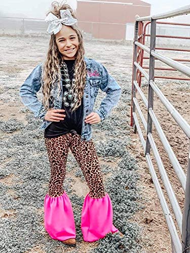 Toddler Girls Ruffle Leggings Leopard Print Plaid Bell Bottoms Flare Pants2