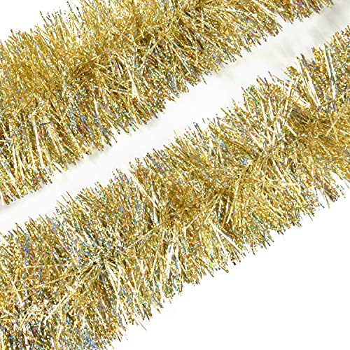 Hamore 19.8Ft Christmas Tinsel Garland, Gold Tinsel Twist Garland, Metallic Tinsel Twist Garland, Shiny Sparkly Soft Hanging Xmas Garland For Christmas Tree Decorations Indoor Holiday Party Supplies #TOP7