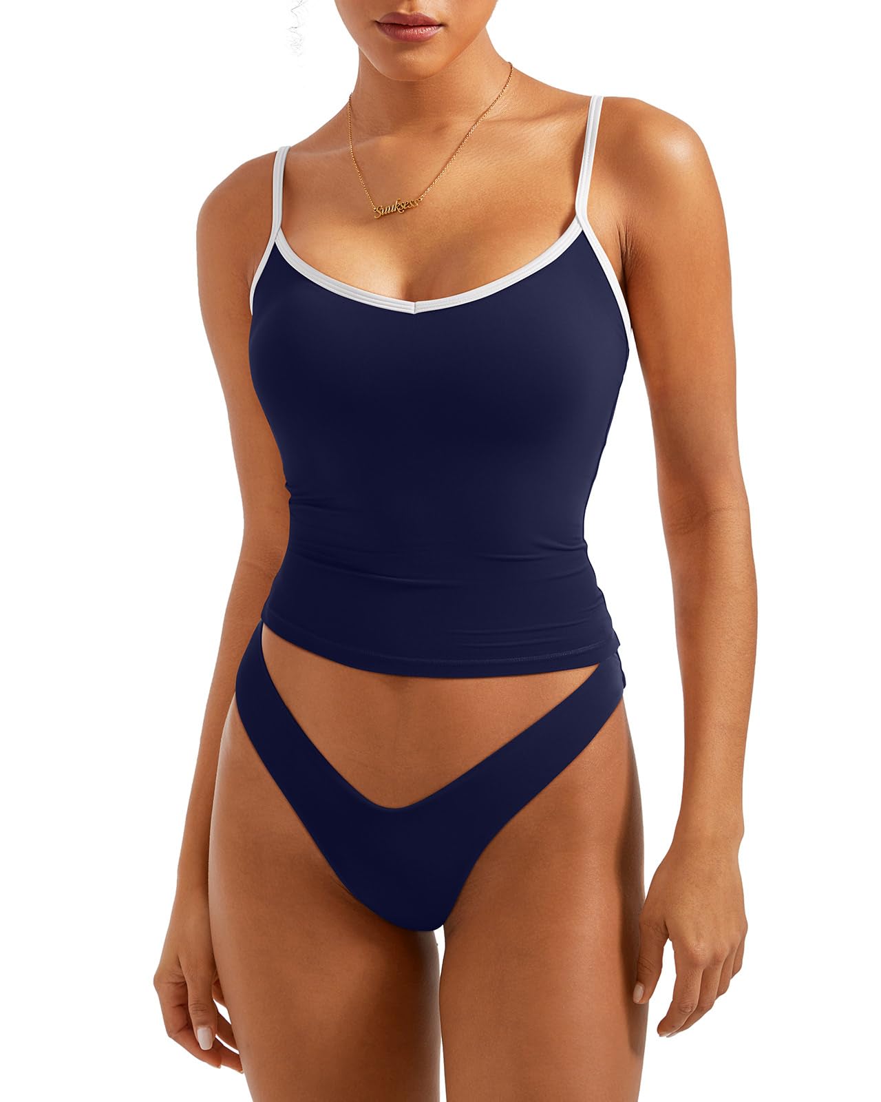 SUUKSESS Women Sexy V Neck Tank Tops Y2K Going Out Top Fitted Basic Cami Shirts