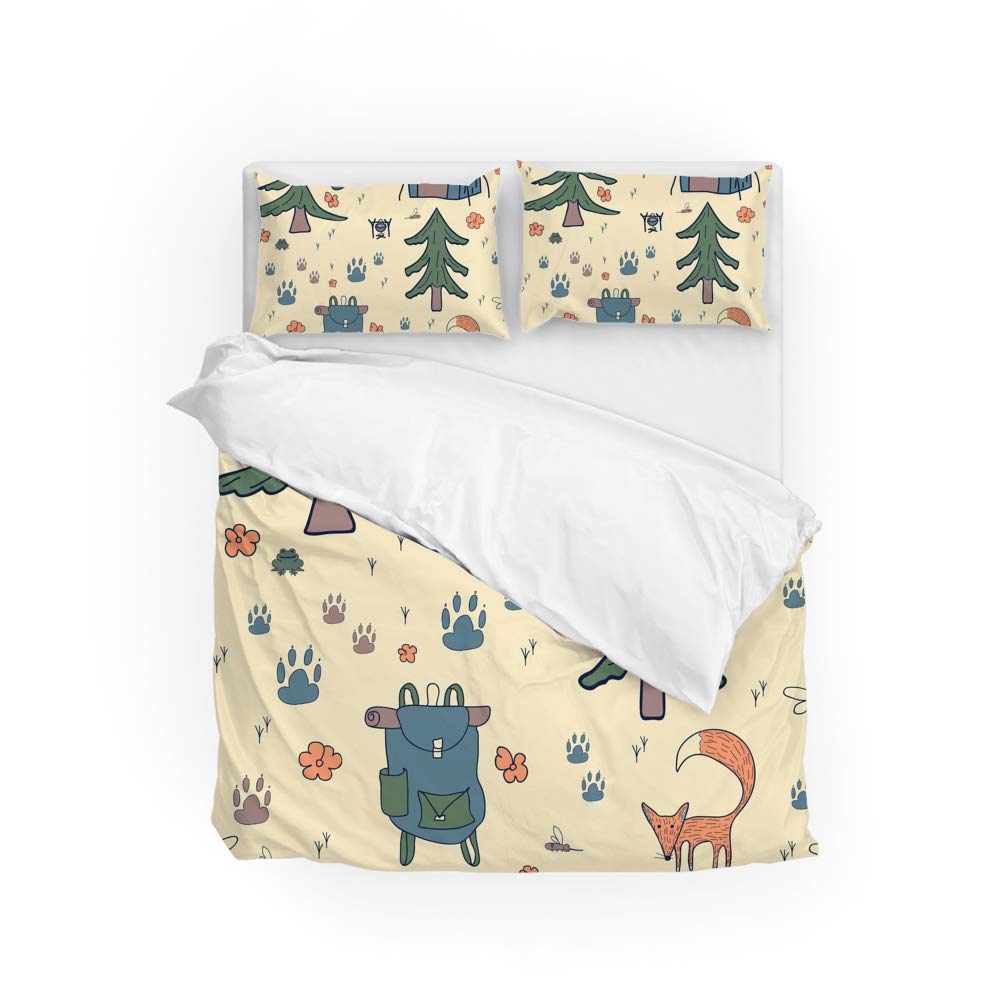 Housse de couette ultra douce lapin et fleurs Queen, parure grand lit anti-décoloration