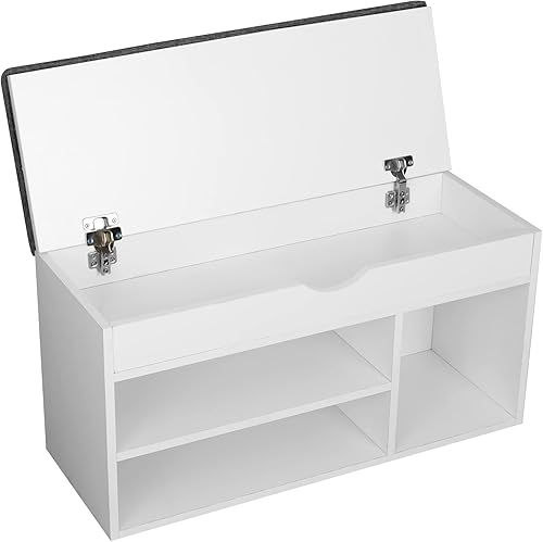 Miniatura 6 de WelFurGeer Banco de zapatos con almacenamiento, banco de almacenamiento de zapatos blanco, banco de entrada con almacenamiento, banco de café y