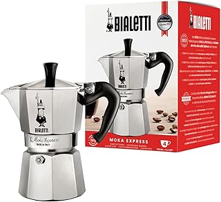 Bialetti Moka Express Coffee Maker, 4 Cups, Anti-Scald Handle, Not Suitable For Induction, 4 Cups (190 ml), Aluminium, Sil…
