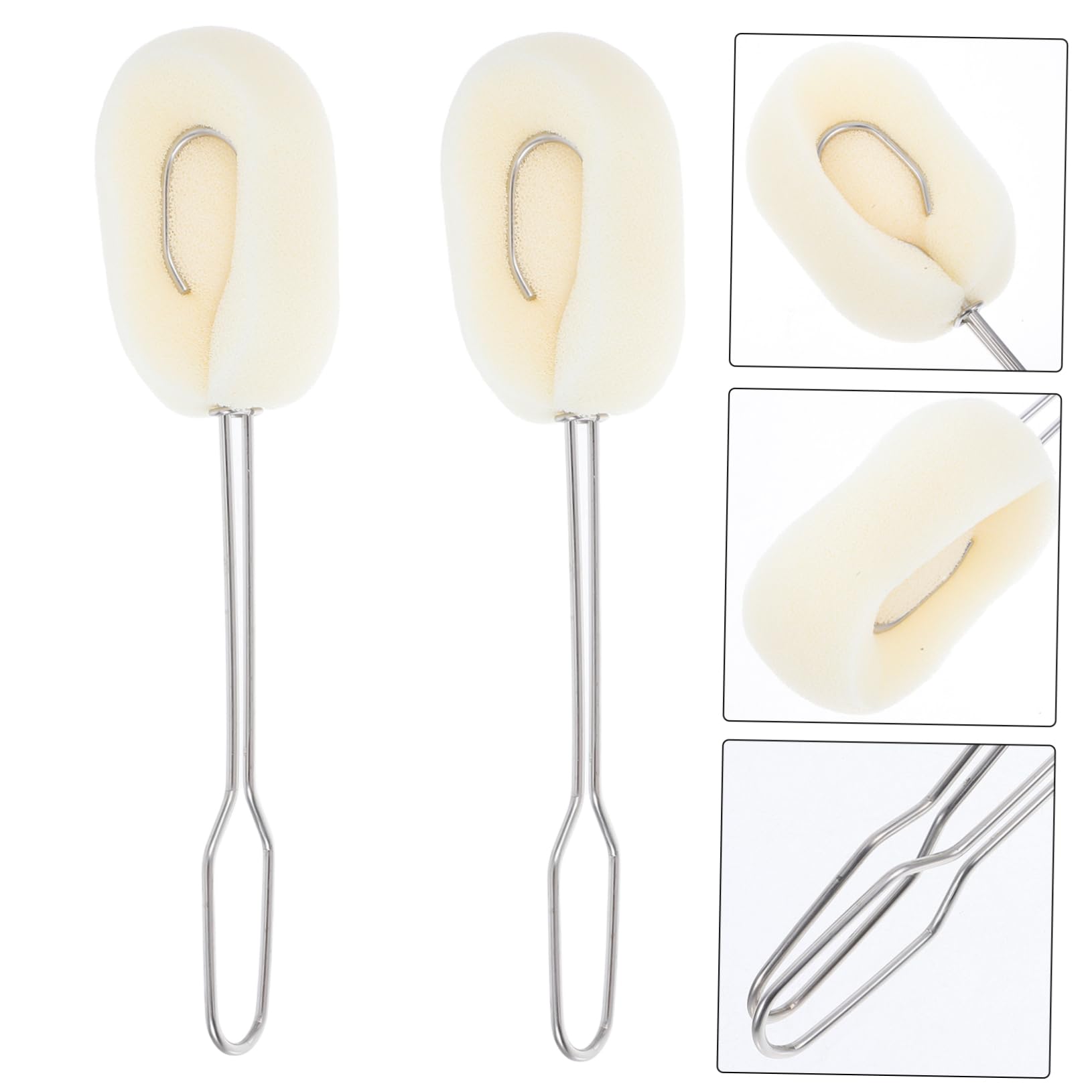 VALICLUD 2 Piezas Cepillo de Limpieza para Biberones y Vasos Mango Inoxidable Doble Pack para
