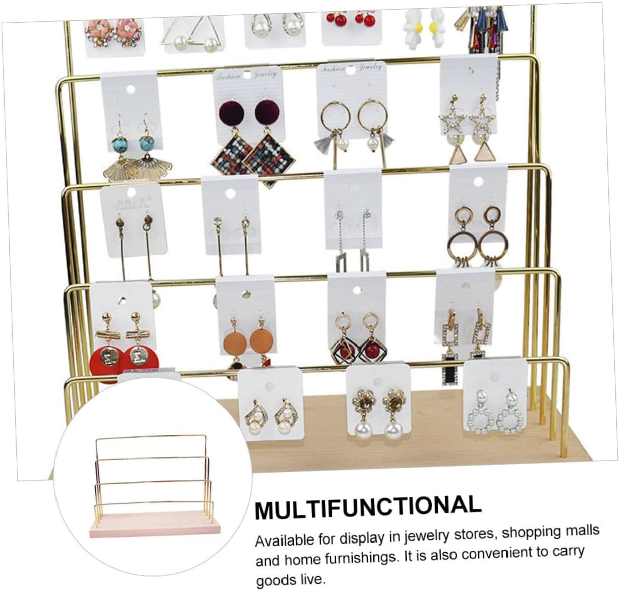 Wooden Earring Organizer Display Stand Elegant Ear Holder Card Inserts for Jewelry Storage Use