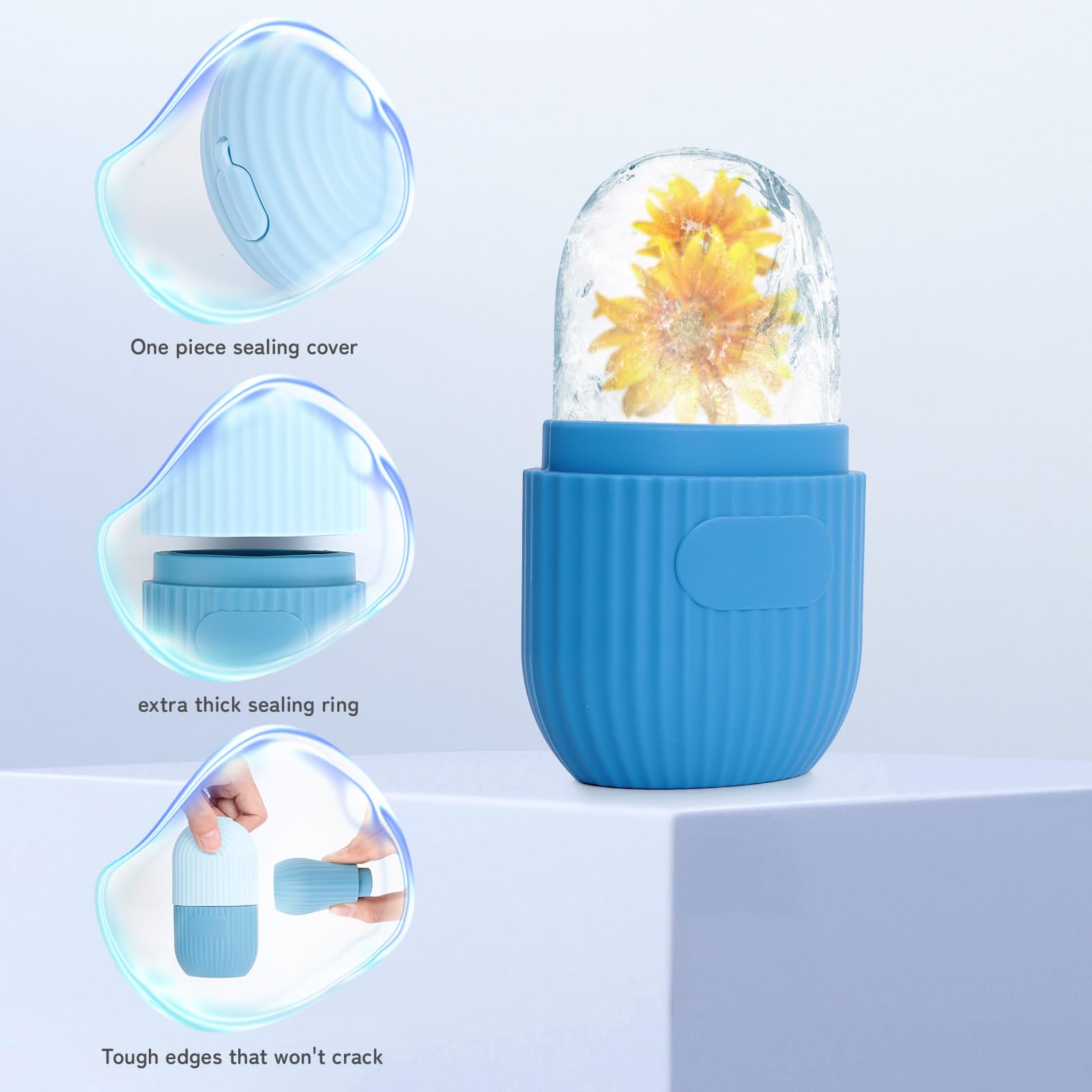 AiQInu Rullo di Ghiaccio Facciale,Ice Roller,riutilizzabile Eye Ice Massage Bellezza del viso Cura della pelle Impacco di ghiaccio Restringe i pori,antirughe,riduce il gonfiore,migliora l'elasticità