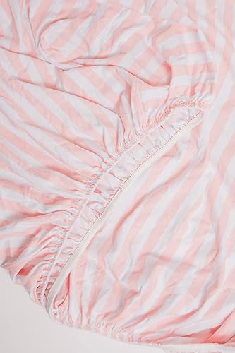 Miniatura 6 de NODNAL CO. Juego de 3 sábanas de cuna portátiles para cuna, color rosa, 100% algodón Oeko-TEX, ropa de cama de guardería para bebé, paquete de viaje