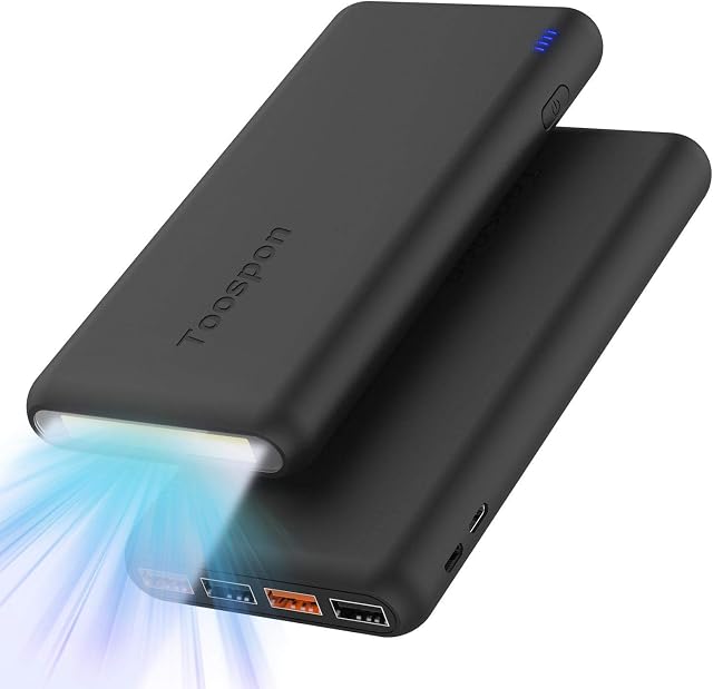 Portable Charger 27000mAh External Battery Pack 4 USB Ports Power Bank Build in Flashlight fast charging power banks Compatible iPhone,Samsung,Tablet etc. (Black)