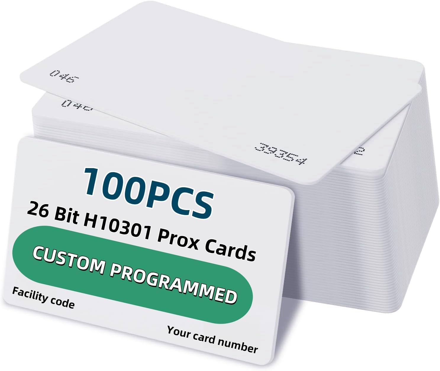 Custom Programmed 100 pcs 26 Bit Proximity CR80 Cards Weigand Prox Blank Printable Swipe Cards Compatable with ISOProx 1386 1326 H10301 Format Readers.