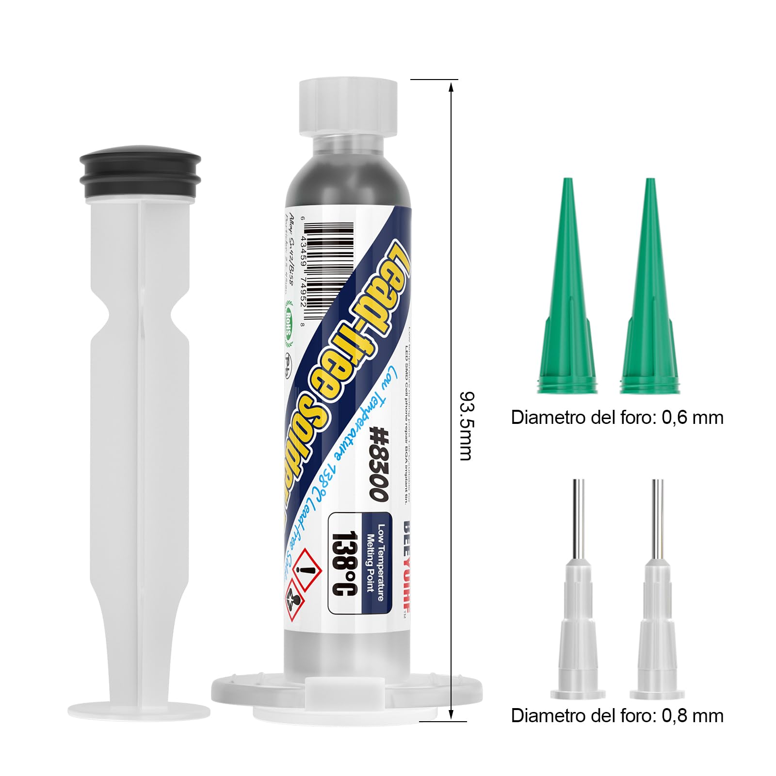 Pasta Saldante, Senza Piombo Paste per saldatura, Sn42 Bi58 Siringa Flussanti per saldatura, Flussi per pasta saldante per Elettronica Saldante (1.05oz/30g)