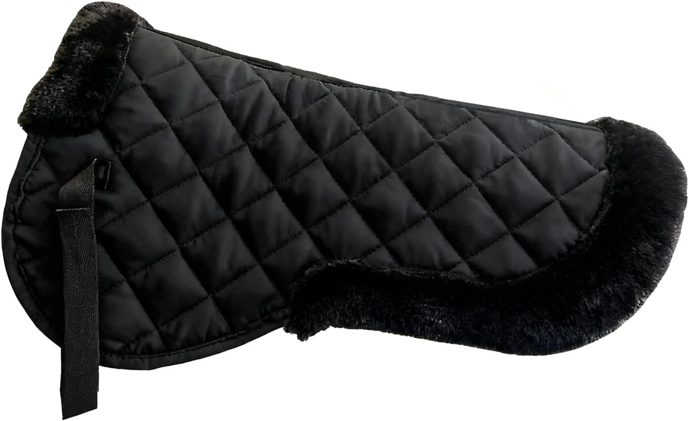 Breathable Black Horse Saddle pad - Shock-Absorbing Horse Half pad for English Saddle, Quilted for Comfort & Stability