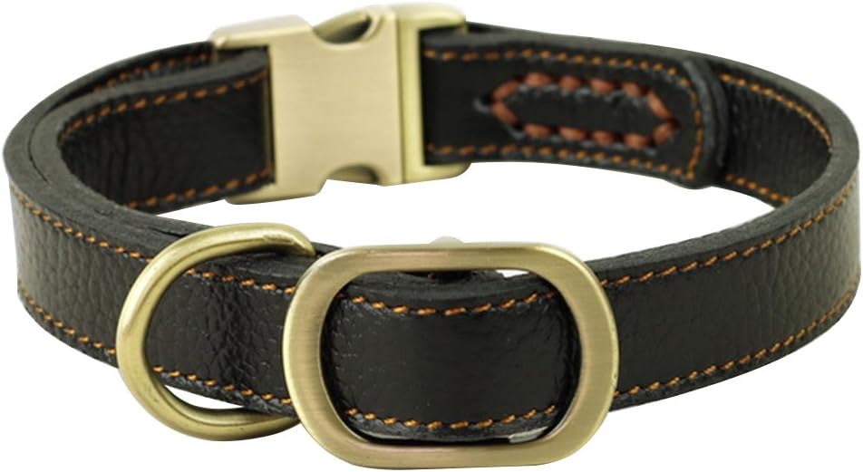 JIngwy All Natural Real Leather Collar for Dog/Pet 3 Suit for Small Medium and Large Size Dog/Pet 2 Colors Brown and Black (M, Black)