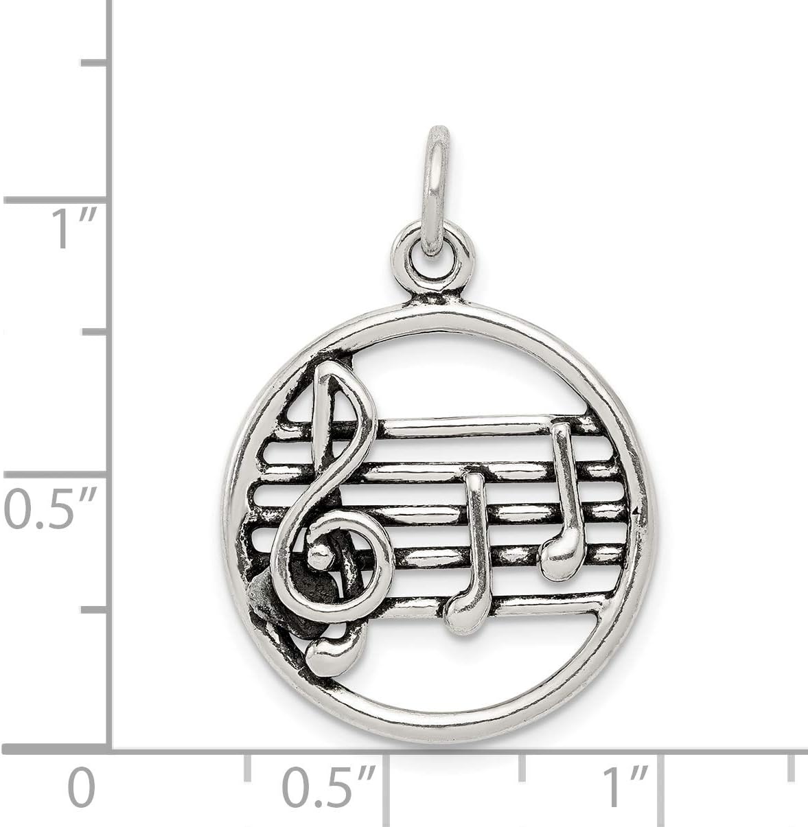Sterling Silver Antiqued Music Staff Charm Fine Jewelry Gift For Her For Women