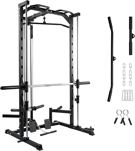 RitFit Smith Machine Power Rack with LAT-Pull Down System, Landmine,