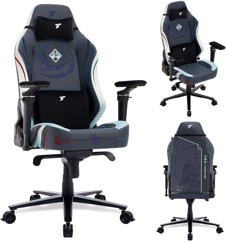 Jujutsu Kaisen Guardian High Back Gaming Chair, Gojo Satoru | 5D Armrest, Premium leather & steel frame, ideal for anime setups or home office 155° recline, 440lbs weight capacity