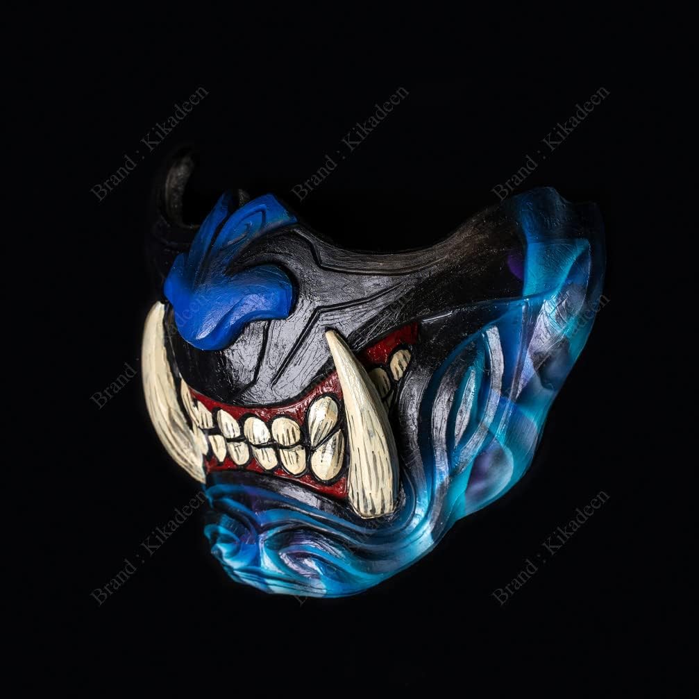 Samurai Airsoft Paintball Mask Oni Mempo Japanese Ronin Demon Noh for BB Gun Blue Joker KK35