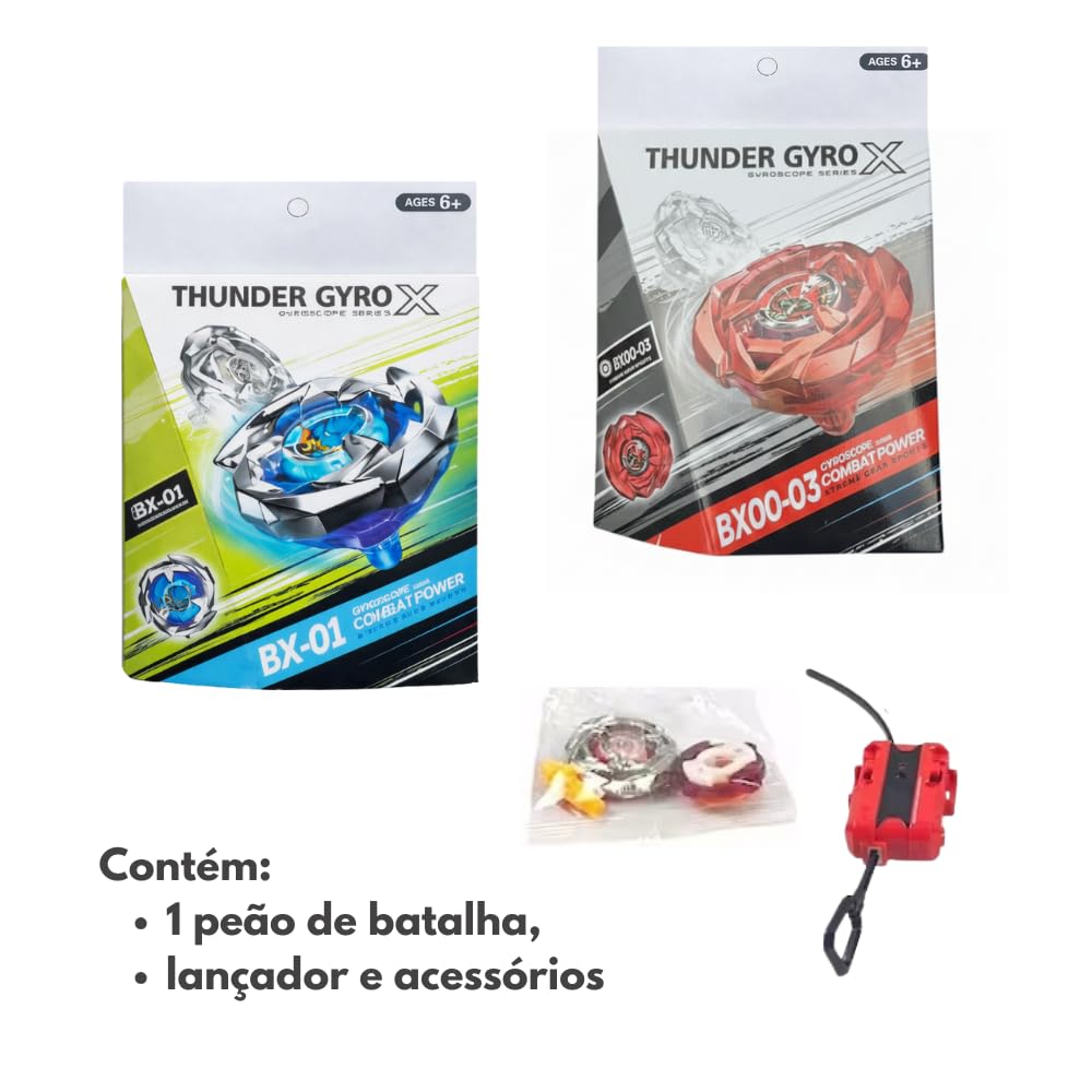 Thunder Gyro X Metal Kit Inicial Premium, BX-03 Pião de Batalha