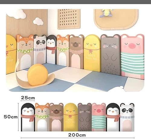 Miniatura 2 de Acolchado de pared de piel sintética autoadhesivo, paneles de pared 3D para habitación de niños, calcomanía extraíble con patrón de animales (color