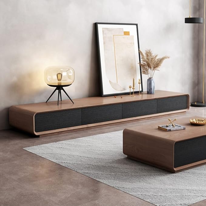 POVISON Modern TV Stand, Media Console with 4 Drawers