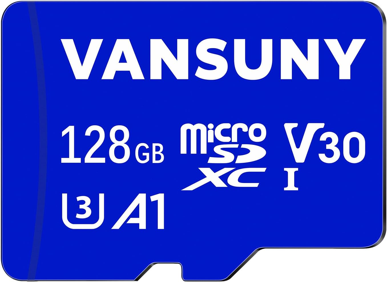 Vansuny Micro SD Card 128GB microSDXC Memory Card with SD Adapter A1 App Performance V30 4K Video Recording C10 U3 Micro SD for Phone, Security Camera, Dash Cam, Action Camera