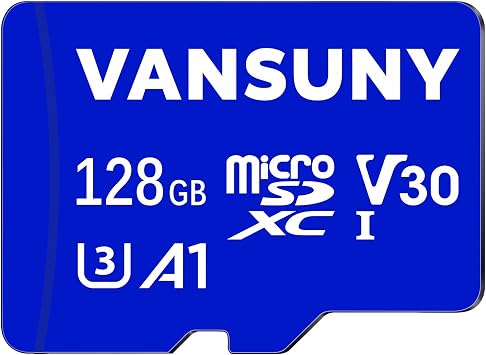 Vansuny Micro SD Card 128GB microSDXC Memory Card with SD Adapter A1 App Performance V30 4K Video Recording C10 U3 Micro SD for Phone, Security Camera, Dash Cam, Action Camera