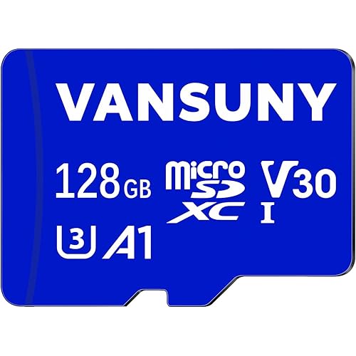 Vansuny Micro SD Card 128GB microSDXC Memory Card with SD Adapter A1 App Performance V30 4K Video Recording C10 U3 Micro SD for Phone, Security Camera, Dash Cam, Action Camera