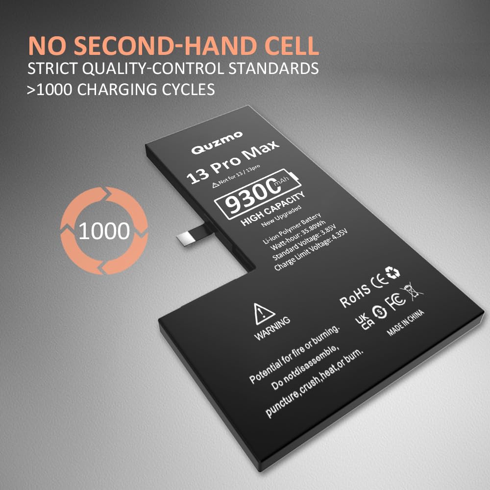 Amazon.com: Quzmo 9300mAh Battery for iPhone 13 Pro Max, Upgrade