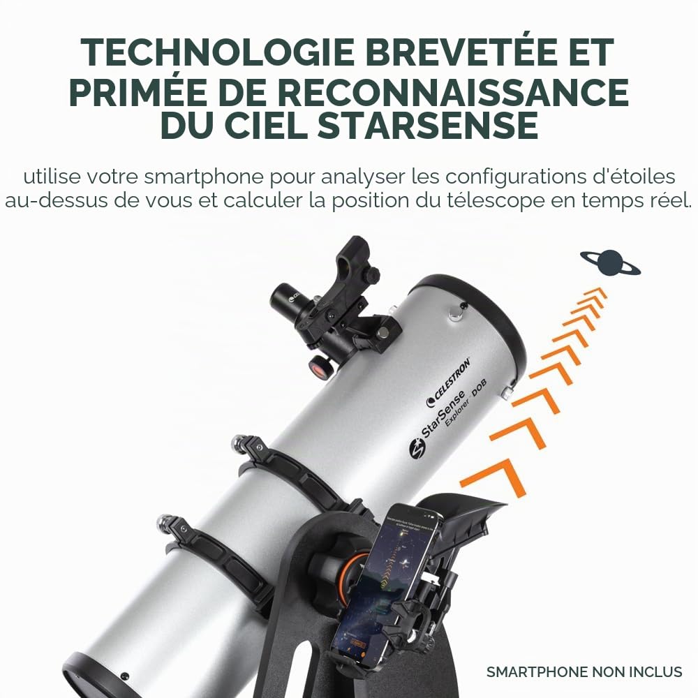 Celestron 22481 StarSense Explorer 130 mm Télescope Dobson, Compatible avec Les Smartphones, Fonctionne avec l'application StarSense – Compatible iOS/Android