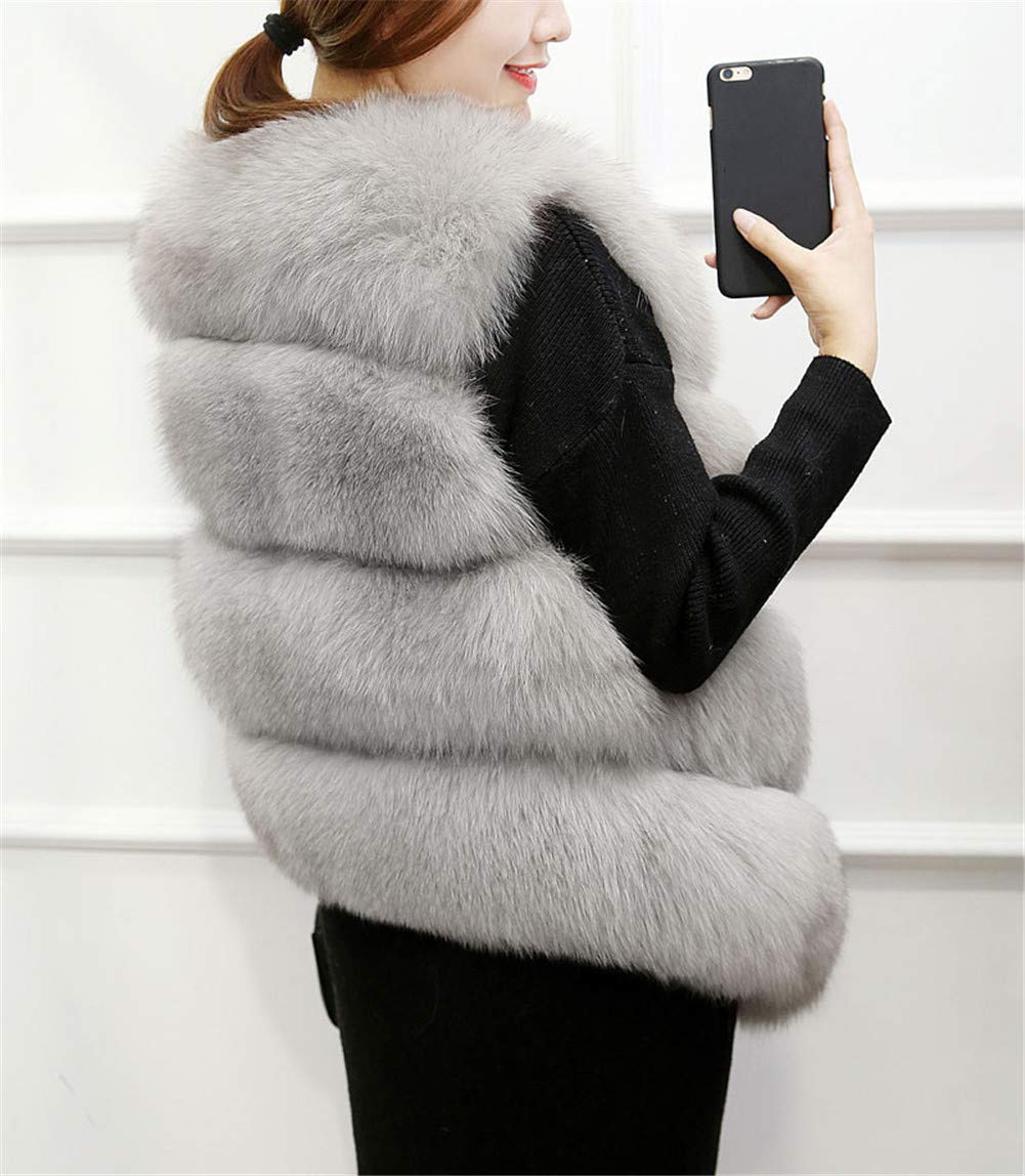 MISSMAO Femmes Manteaux pour Faux Fourrure Gilet Élégant sans Manches Long Gilet Chaud Manteau de Fourrure Fausse Fourrure Longue Fourrure Veste Hauts Outwear Veste d'Hive Gris Clair 2XL